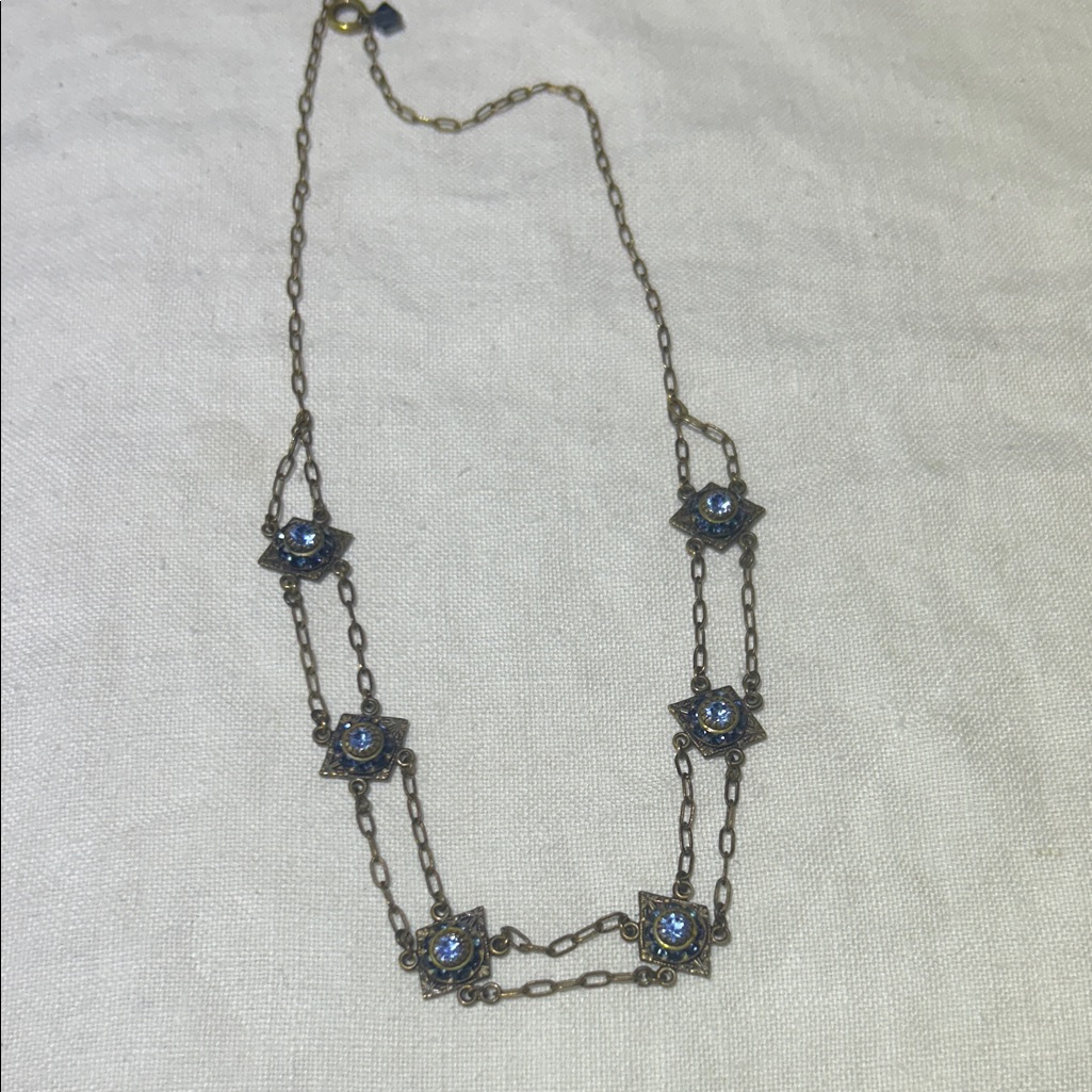 Nwot Liz Palacios Necklace With Rich Blue Sparkly Swarovski Crystals 34$